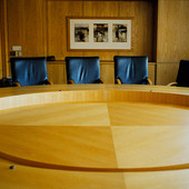 Detail of conference table:  Natural white ash.