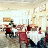 Buffet and Decorative Transoms, built-in: stained mahogany and faux finished mah