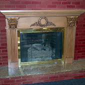 Fireplace Surround, built-in: maple with antiqued effect.