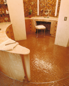 Custom circular bathroom cabinetry
